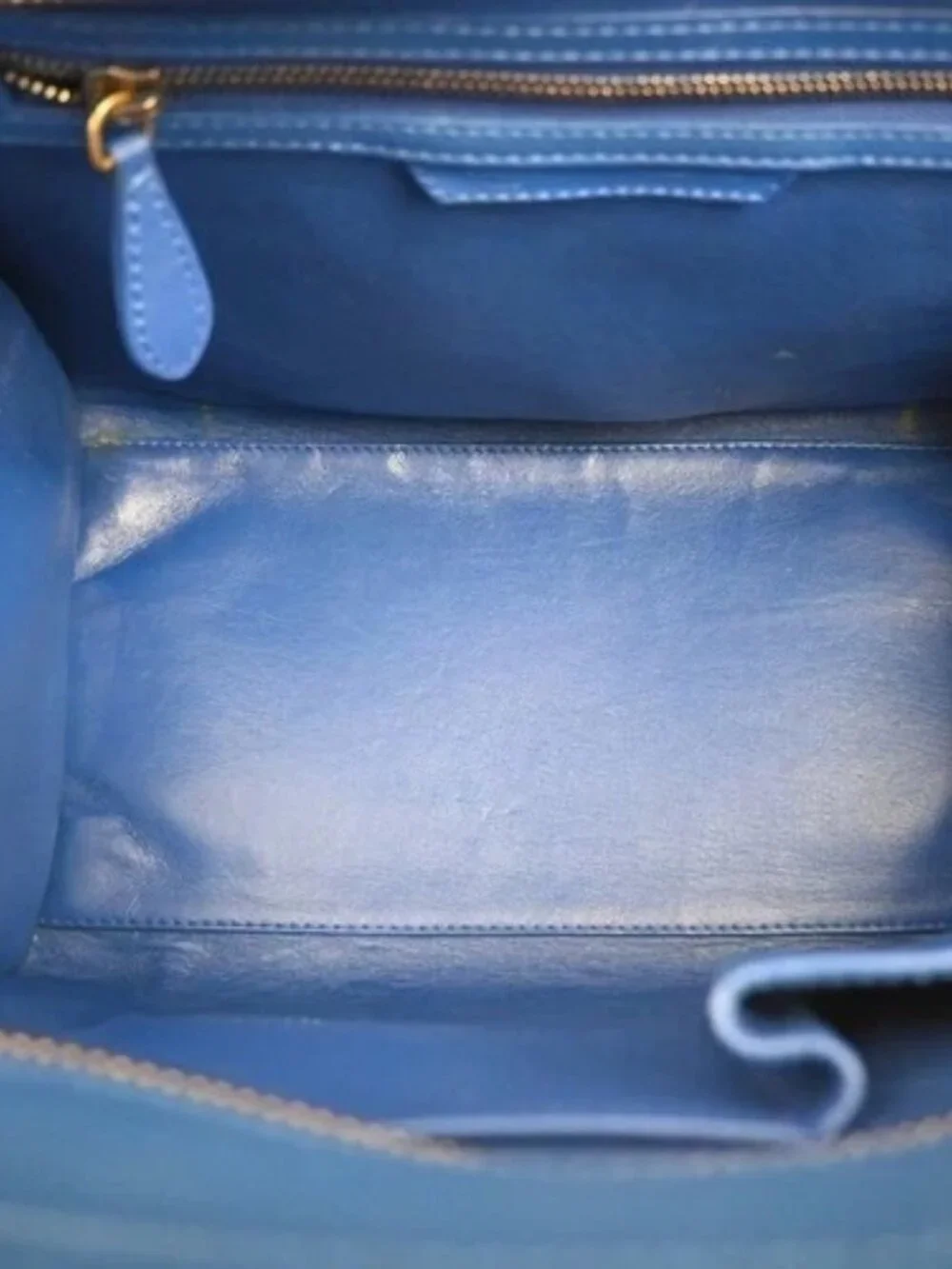 CELINE Luggage Mini Top Handle Tote Hand Bag Leather Blue GHW Italy 95RL900 - Picture 9 of 15